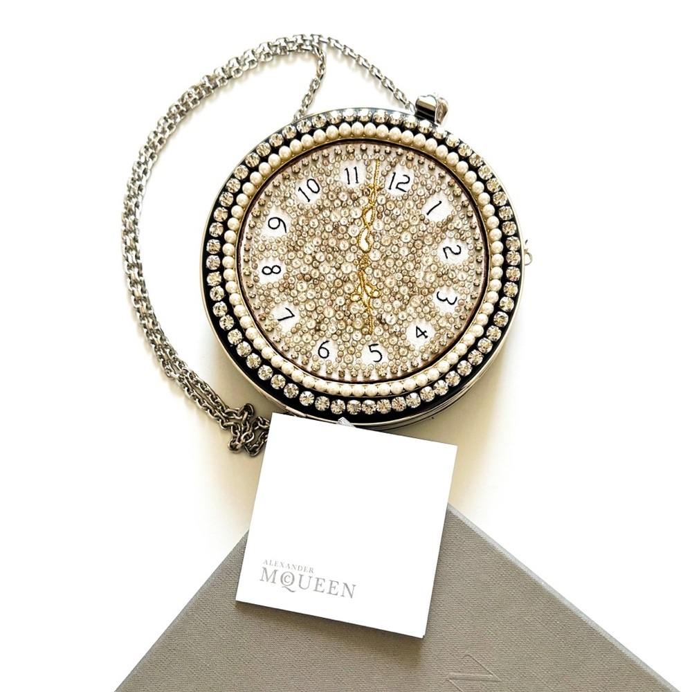Alexander McQueen Embellished Clock Clutch w/ Chain Immaculate & with Box